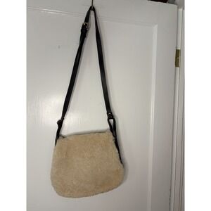 Nardelli  Sherpa Shearling Brown Leather Purse , Crossbody Messenger , EUC